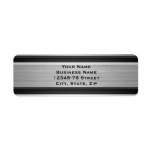 Silver and Black Metal Look Return Address Label
