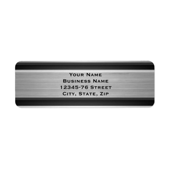 Silver and Black Metal Look Return Address Return Address Label