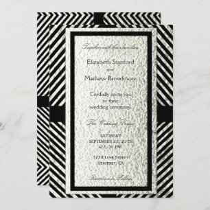 Silver and Black Modern Chevron Wedding Invitation