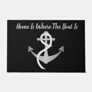 Silver and Black Nautical Doormat