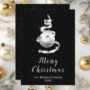 Silver and Black Ornament Merry Christmas Holiday Card