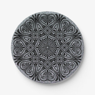 Silver and Black Paper Party Plates