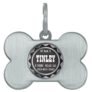 Silver and Black Pet ID Tag