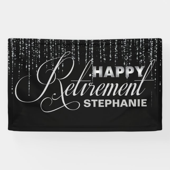 Silver and Black Retirement Party Banner (Horizontal)