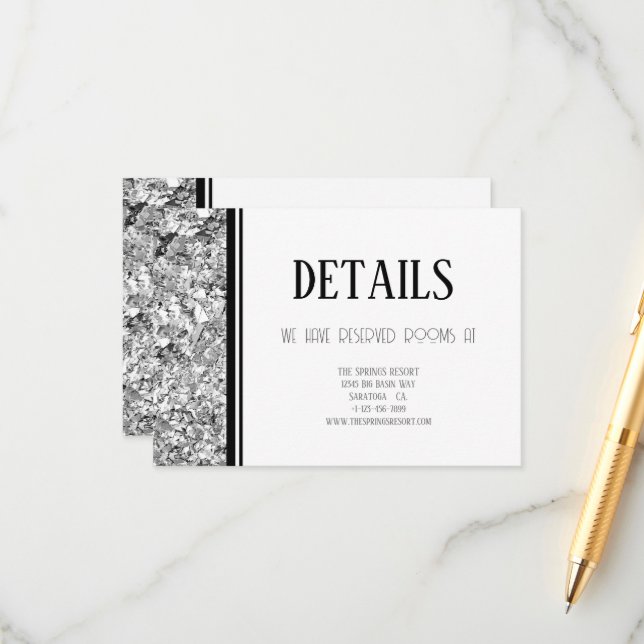 Silver and Black Simple Text Wedding Enclosure Card (Front/Back In Situ)