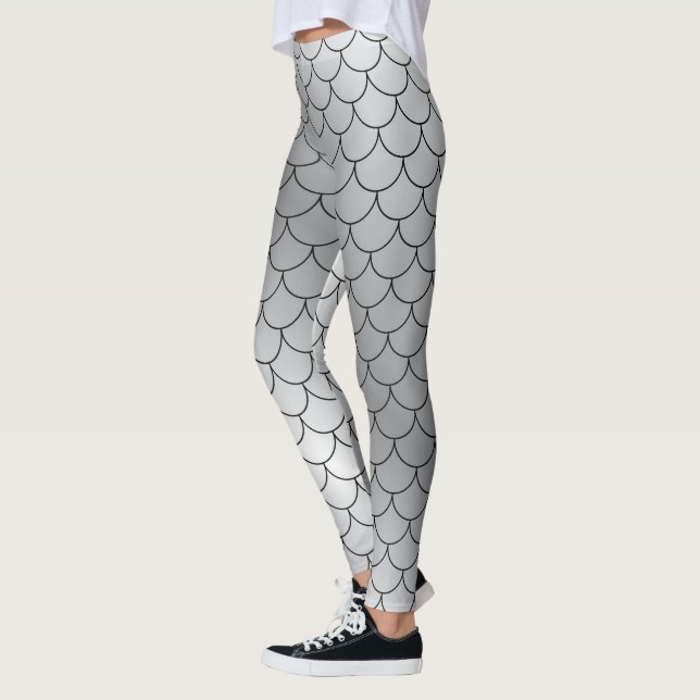 Silver and black snakeskin pattern dress leggings (Left)