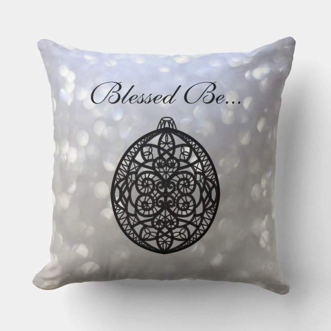 Silver and Black Spiritual Blessed Be... Cushion (Front)
