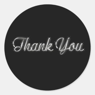 Silver and Black Thank You Sticker