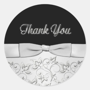 Silver and Black Thank You Sticker