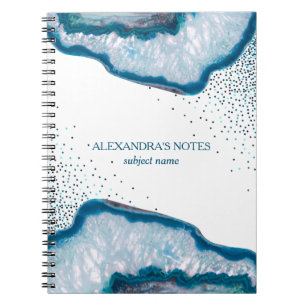 Silver and blue  agate notebook