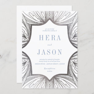 Silver and blue Art Deco Invite