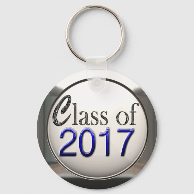 Silver And Blue Class Of 2017 Graduation Keychain (Front)