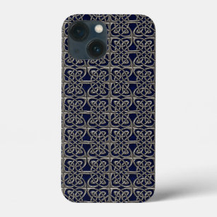 Silver And Blue Connected Ovals Celtic Pattern iPhone 13 Mini Case