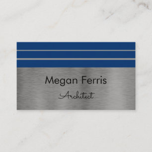Silver and Blue Minimalist Business Card