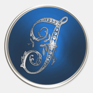 Silver and Blue Monogram J Envelope Seal