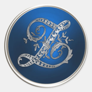 Silver and Blue Monogram Z Envelope Seal