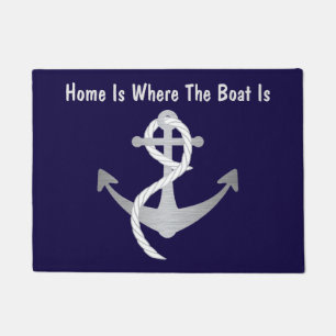 Silver and Blue Nautical Door Mat