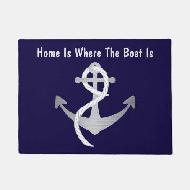 Silver and Blue Nautical Door Mat (Front)