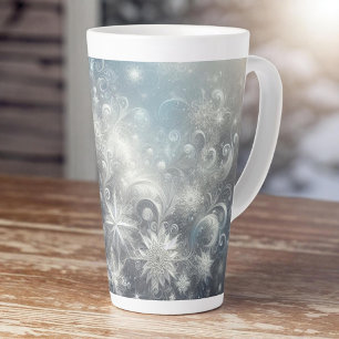 Silver and Blue Snowflake Winter Latte Mug