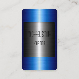 Silver and Blue Stainless Steel Metal Business Card