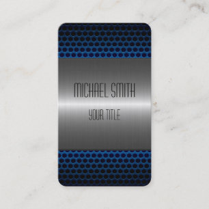 Silver and Blue Stainless Steel Metal Hole Business Card