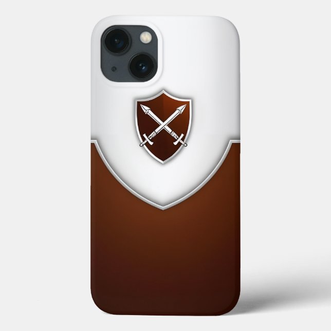 Silver and Brown Shield with Crossed Swords Case-Mate iPhone Case (Back)