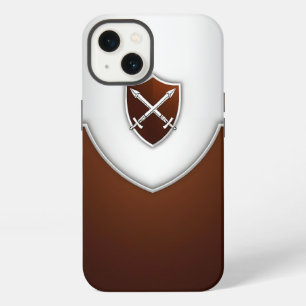 Silver and Brown Shield with Crossed Swords iPhone 13 Case