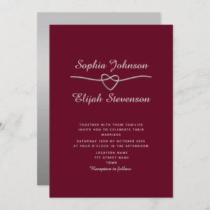 Silver and Burgundy Wedding Invitation