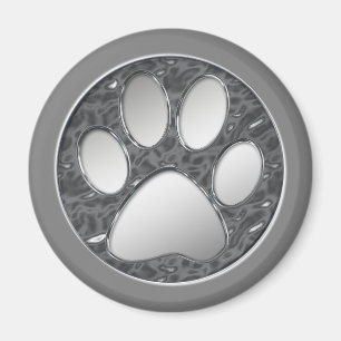 SILVER AND CHROME PAW PRINT MAGNET