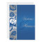Silver and Cobalt Blue Damask Wedding Invitation