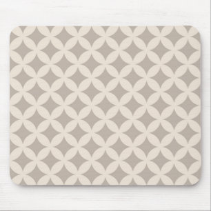 Silver and Cream Geocircle Design Mouse Pad
