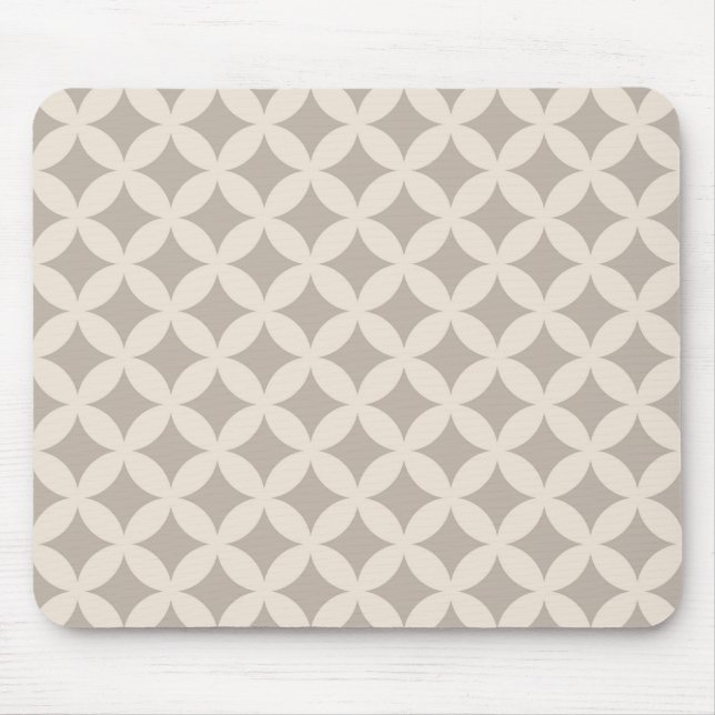 Silver and Cream Geocircle Design Mouse Pad (Front)