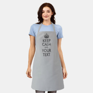 Silver and Dark Grey Keep Calm and Your Text Apron