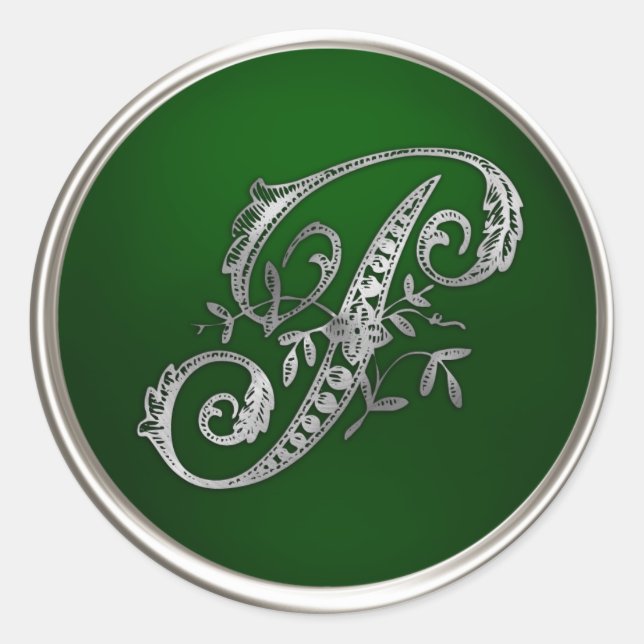 Silver and Emerald Monogram P Envelope Seal (Front)
