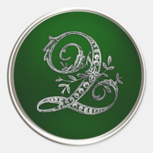 Silver and Emerald Monogram Q Envelope Seal