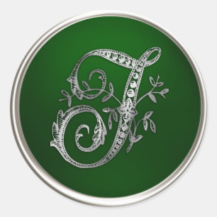 Silver and Emerald Monogram T Envelope Seal