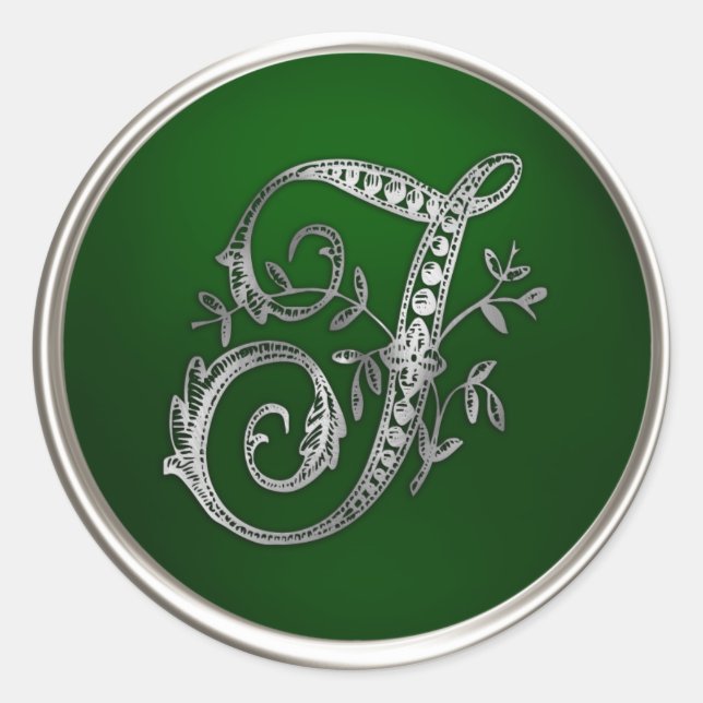 Silver and Emerald Monogram T Envelope Seal (Front)