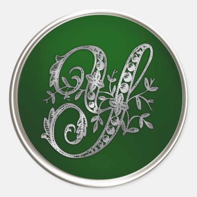 Silver and Emerald Monogram Y Envelope Seal (Front)