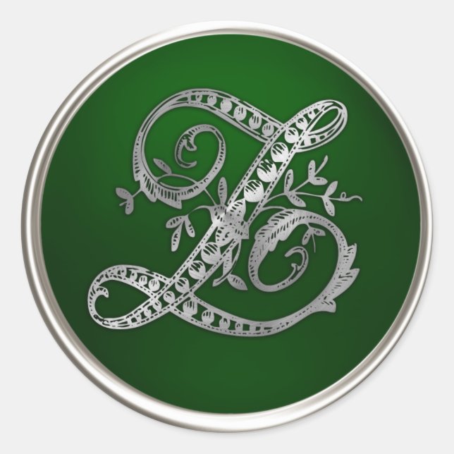 Silver and Emerald Monogram Z Envelope Seal (Front)