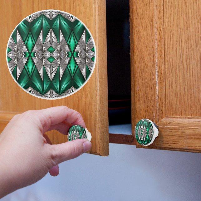 Silver and Emerald Pattern Ceramic Knob (Creator Uploaded)