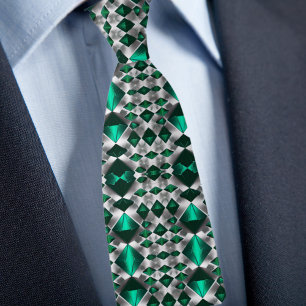 Silver and Emerald Pattern Tie