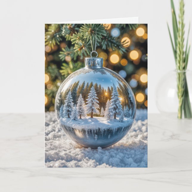 Silver and Glass Christmas Ornament Card (Front)