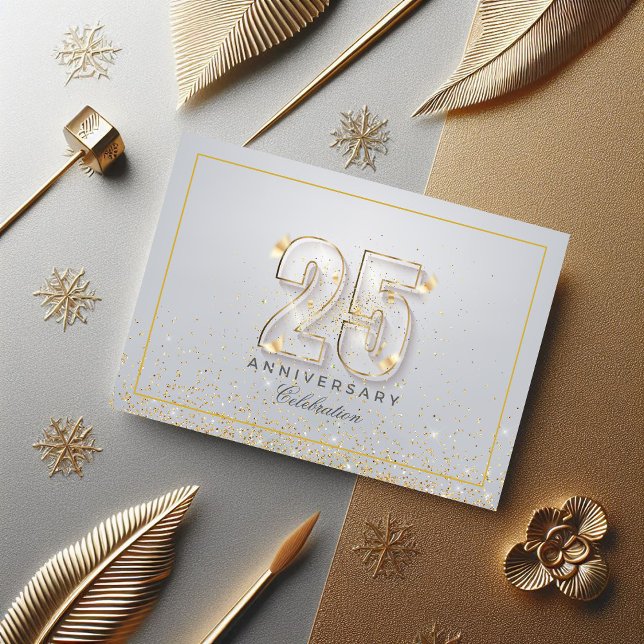 Silver and Gold 25th Anniversary Celebration Invitation (Silver and Gold 25th Anniversary Celebration Invitation)