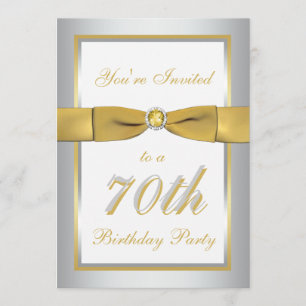 Silver and Gold 70th Birthday Invitation