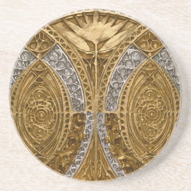 Silver And Gold Art Deco Pattern Coaster (Front)