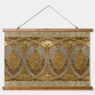 Silver And Gold Art Deco Pattern Hanging Tapestry