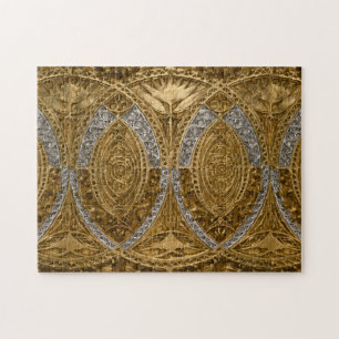 Silver And Gold Art Deco Pattern Jigsaw Puzzle