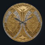 Silver And Gold Art Deco Pattern Large Clock<br><div class="desc">vintage art deco pattern with ornate details and metallic shine.</div>