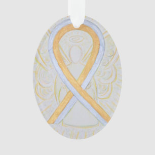 Silver and Gold Awareness Ribbon Angel Ornament