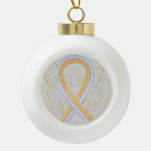 Silver and Gold Awareness Ribbon Angel Ornament